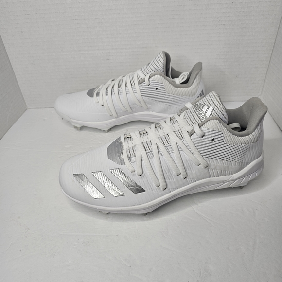 Adidas Baseball Cleats Afterburner Men's White Silver Metal Spikes Size 7.5 - Picture 7 of 11